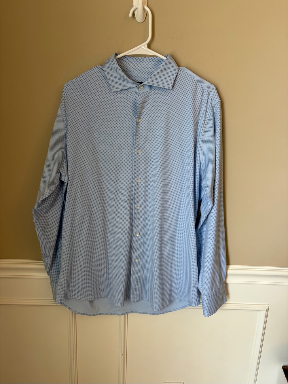 Peter Millar Excursionist Flex Light Blue Micro-Pattern Dress Shirt Large Preppy